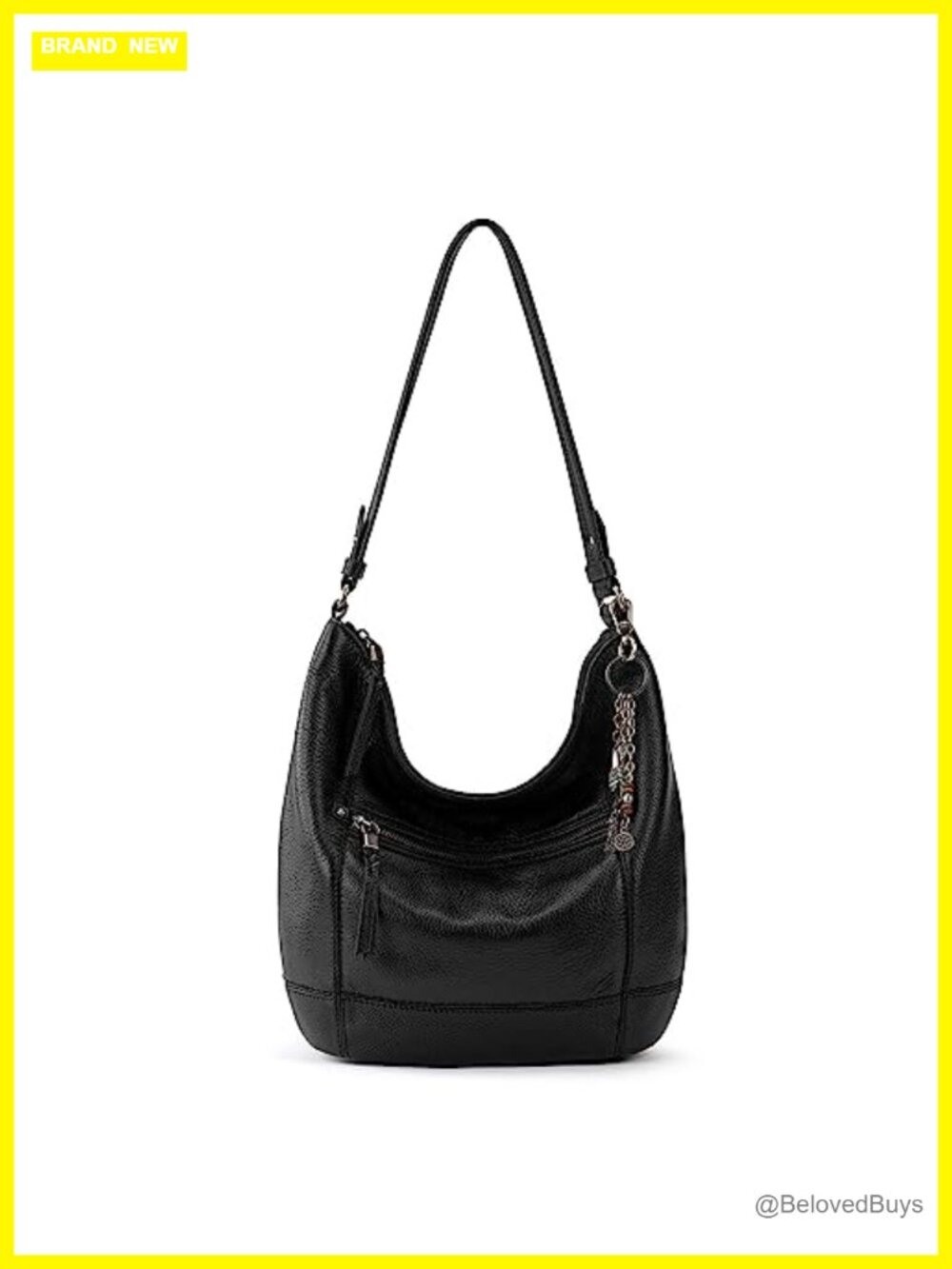Leather Hobo Bag, Slouchy Shoulder Purse, Zip Pocket